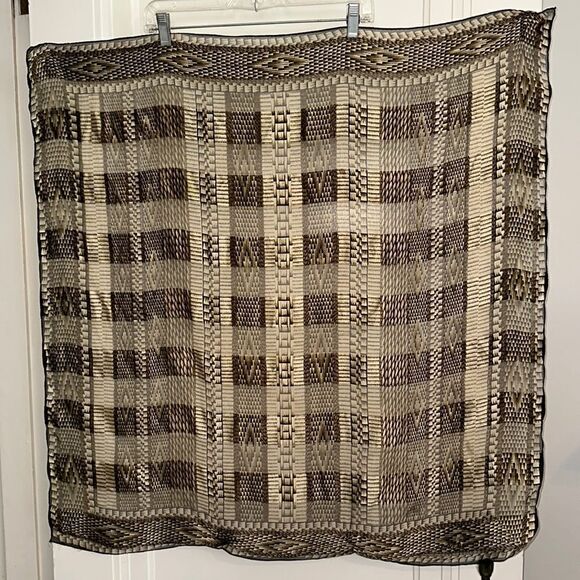 Adrienne Vittadini very large brown, cream & tan multi patterned silk scarf - Picture 1 of 10